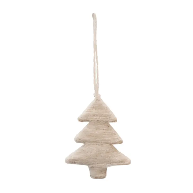 Yarn Wrapped Tree Ornament - Cream