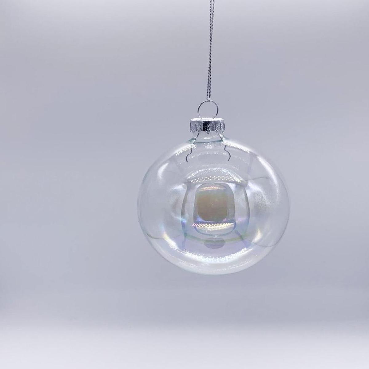 10cm Clear Glass Christmas Tree Balls 1pc