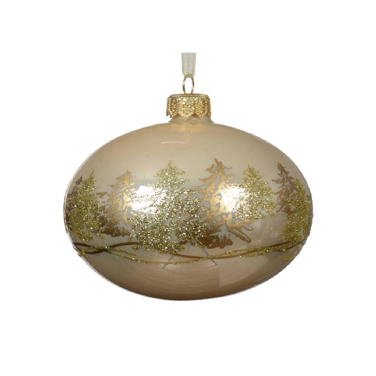 12cm Golden Fir Glass Christmas Tree Ball