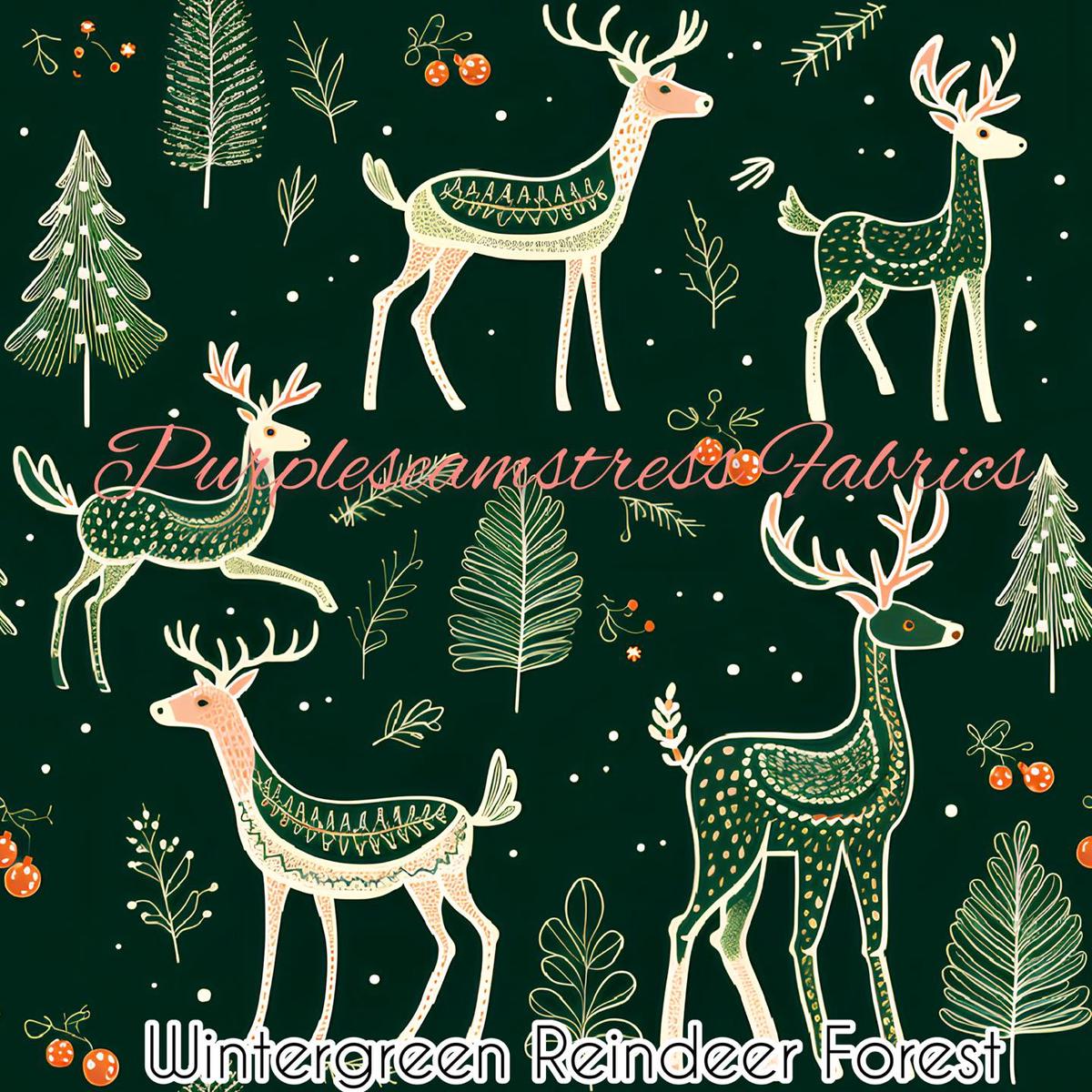 Wintergreen Reindeer Forest  Fabr...