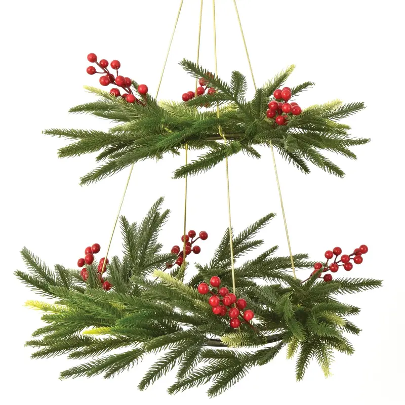 Faux Green Pine Hanging Chandelier