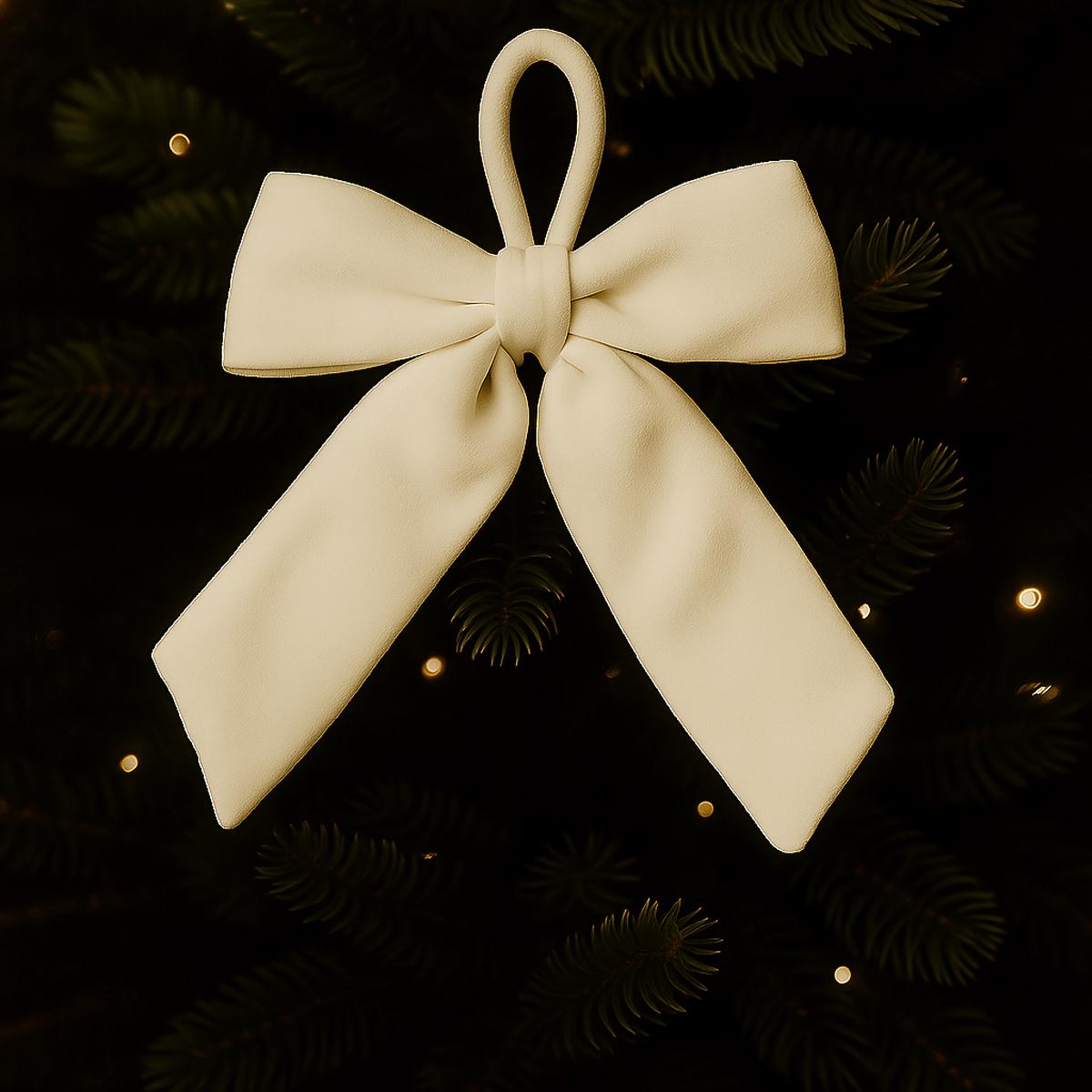 White Velvet Bow - 30 x 50cm