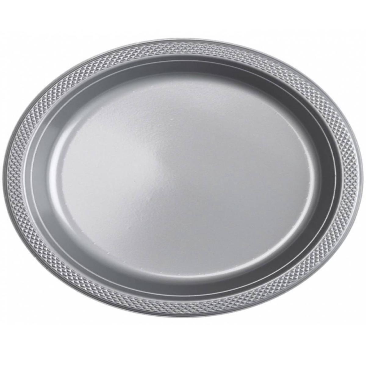 10pcs 23cm Silver Plastic Plates