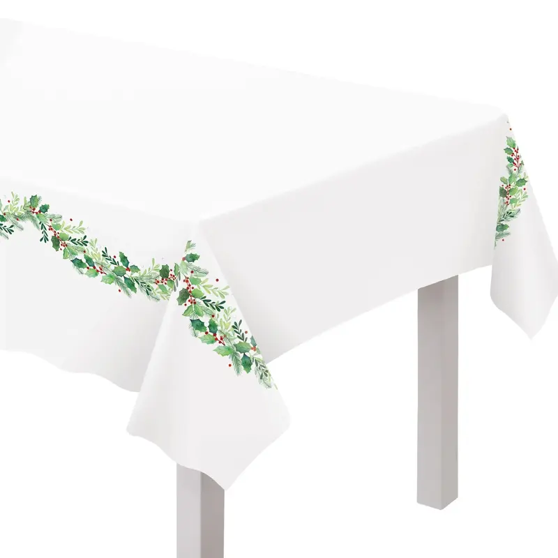 Traditional Holly Plastic Table Cover