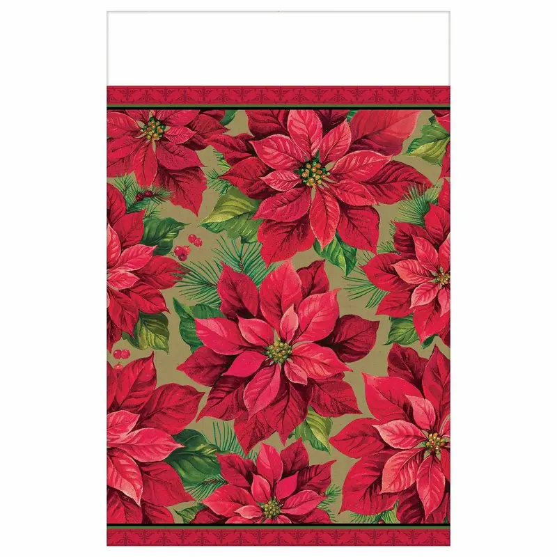 Holiday Poinsettia Paper Table Cover