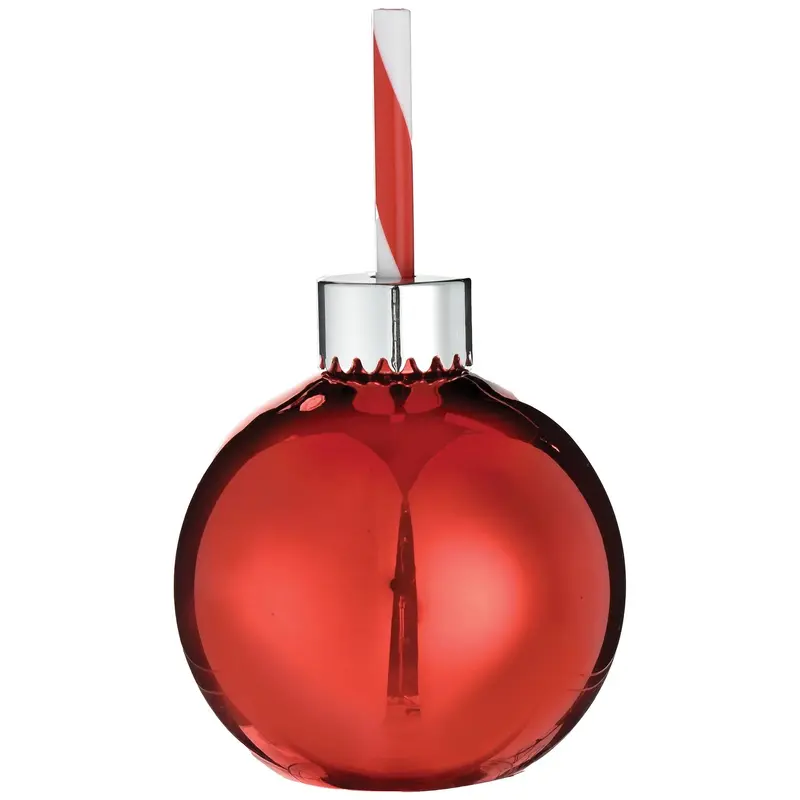 Ornament Cup w/ Straw - Red