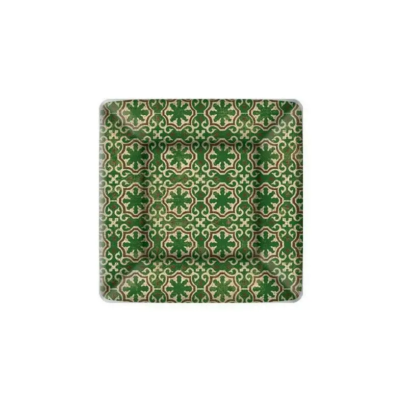 BURLAP CHRISTMAS SQUARE PAPER DESSERT PLATE
