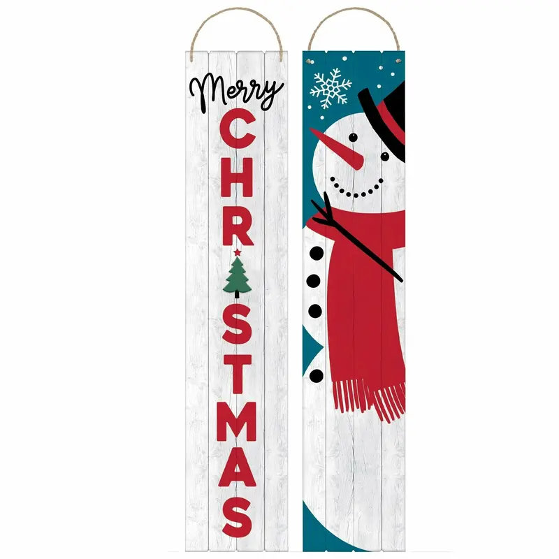 Double Sided Christmas & Snowman Plank Sign