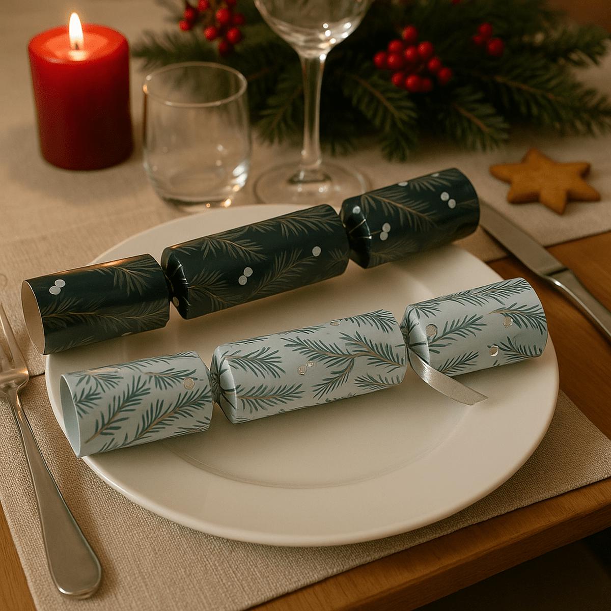 10 Deluxe Christmas Crackers  - Pine and Berries
