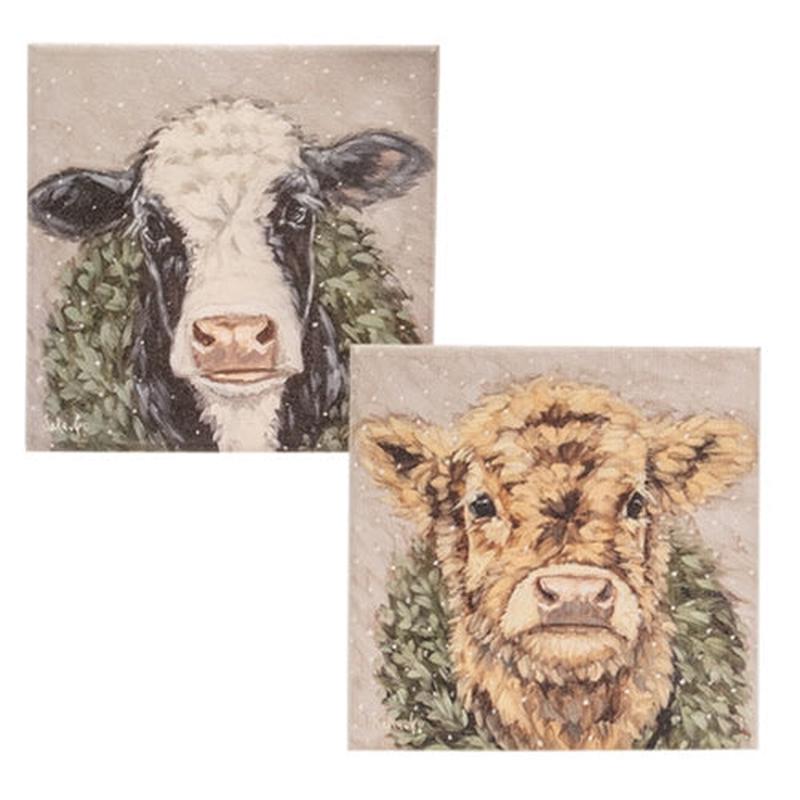 Winter Wreath Cow Canvas - 8