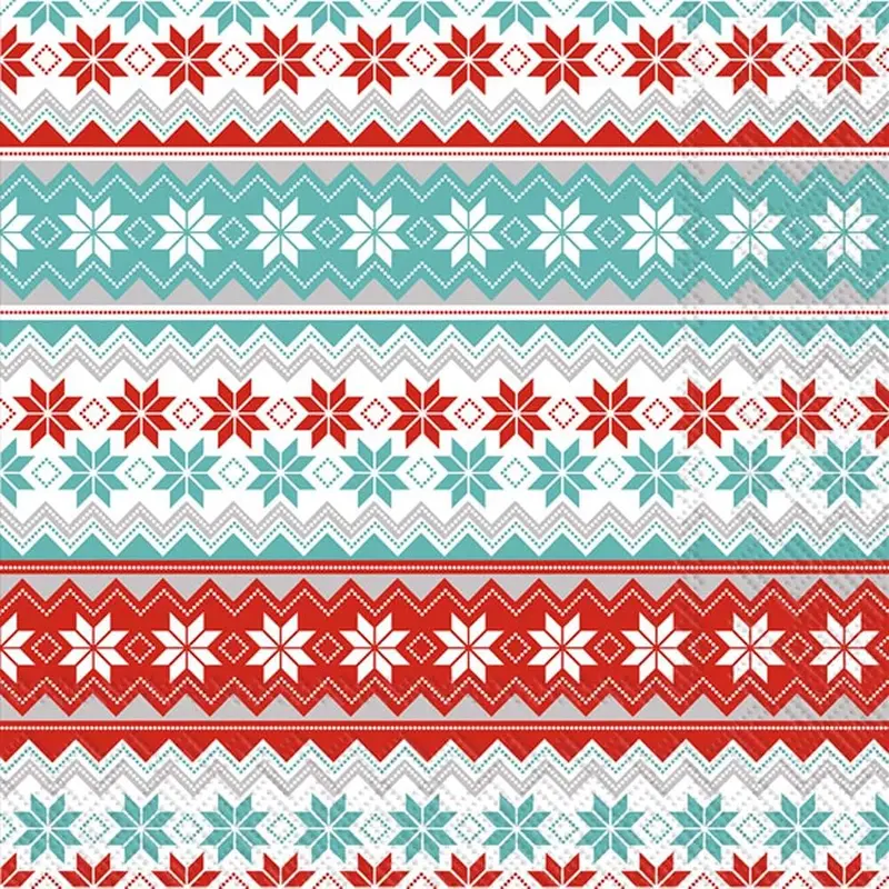 3-Ply Paper Napkins, 20-Count Lunch Size, Reindeer Stripe