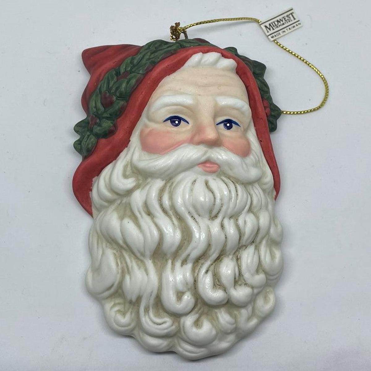 10cm Ceramic Santa Claus Face Christmas Tree Ornament