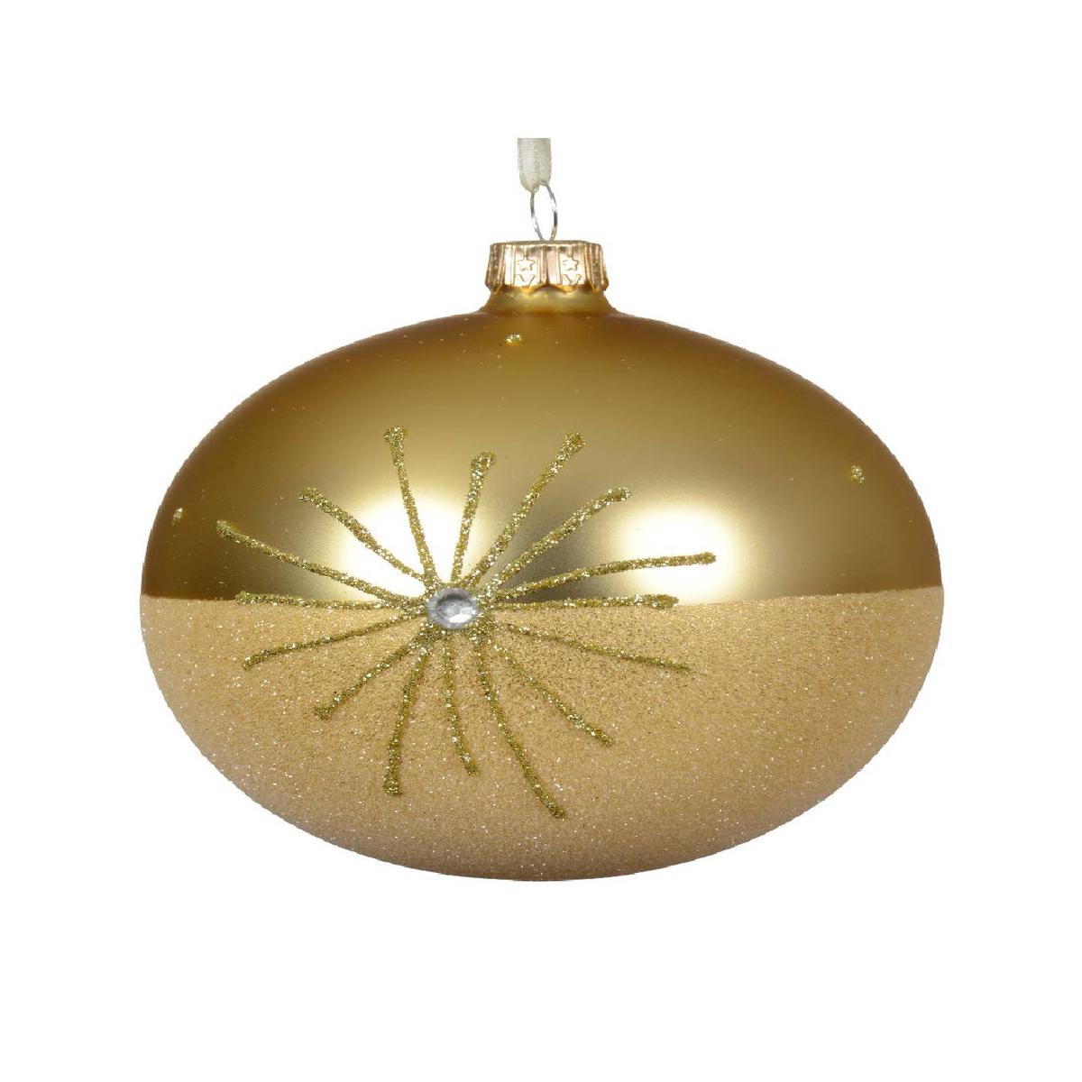 10cm Gold Glitter Glass Christmas Tree Ball