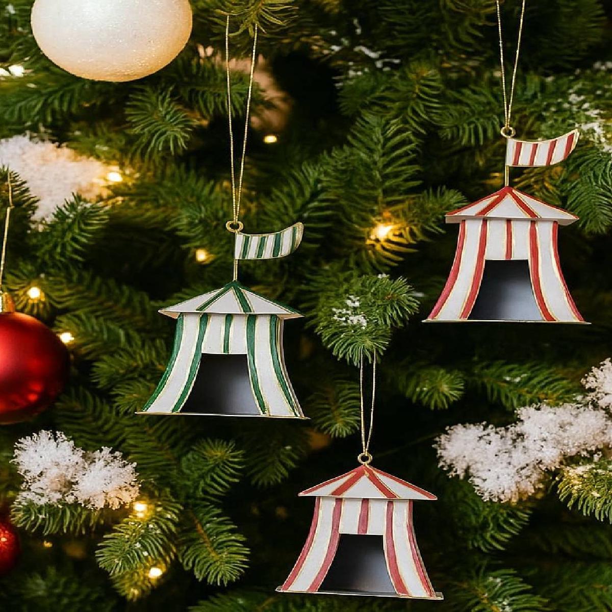 10cm Circus Tent Metal Christmas Tree Decoration