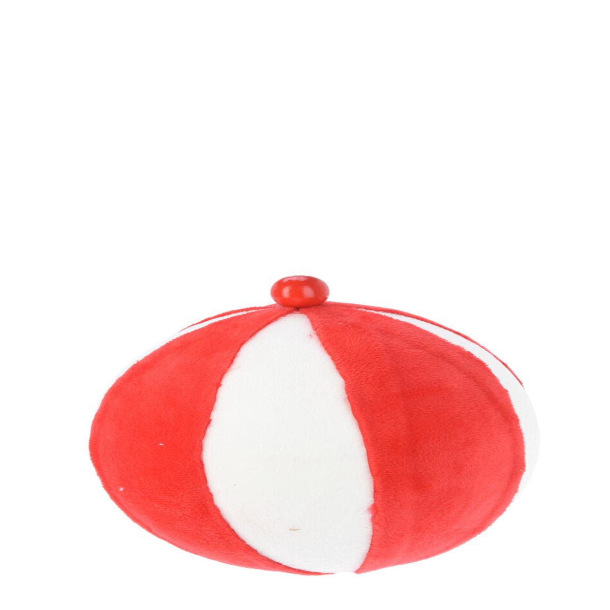 12cm White and Red Plush Christmas Tree Ball