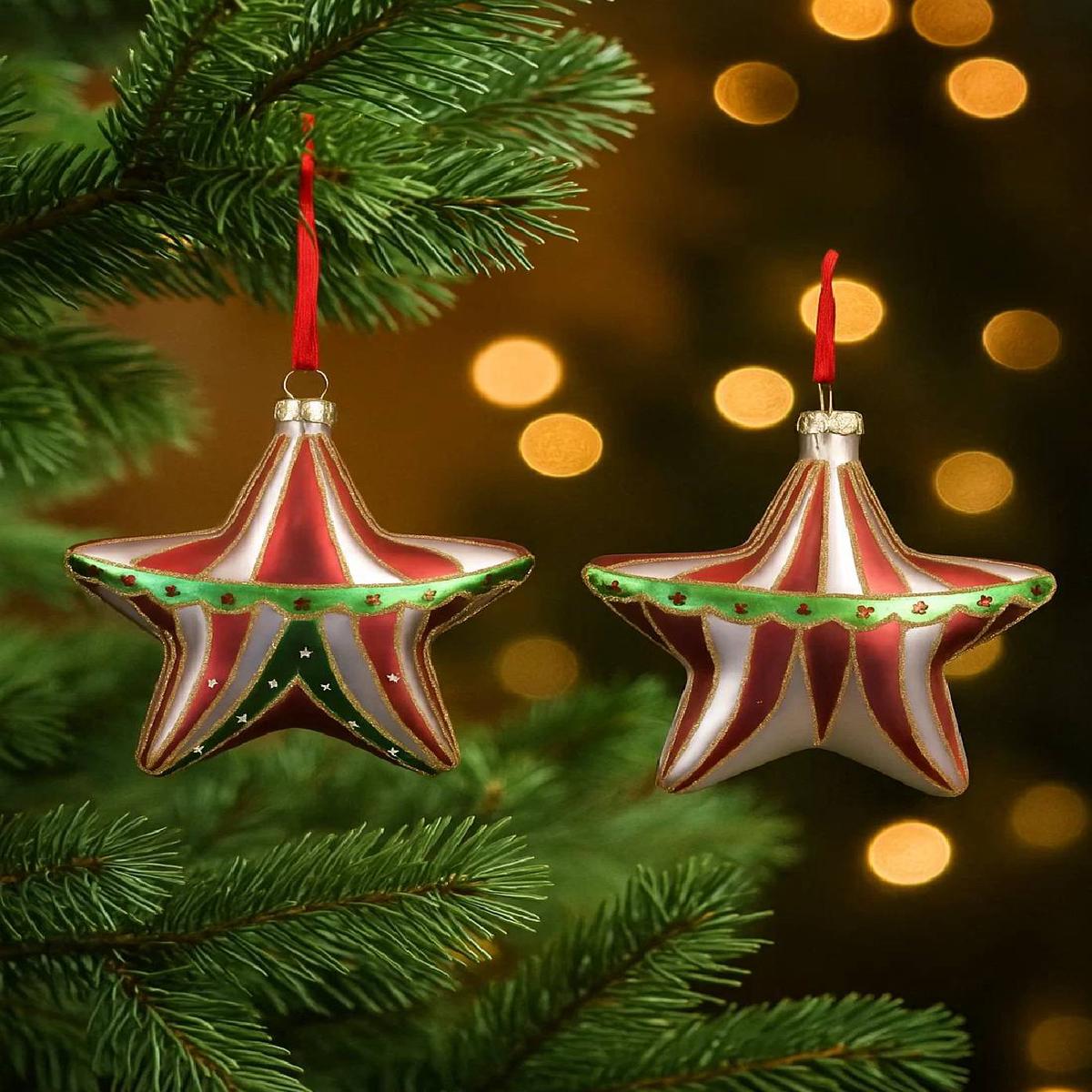 11cm Glass Christmas Tree Ball with Circus Star