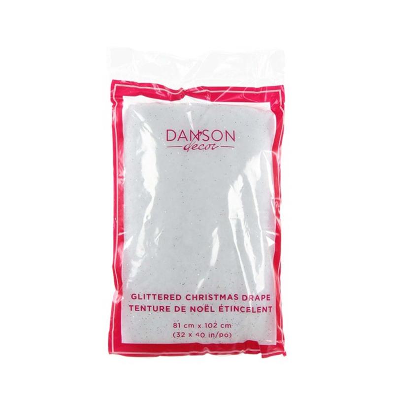 White Glittered Christmas Drape, 32 x 40 Inches, 1 Count
