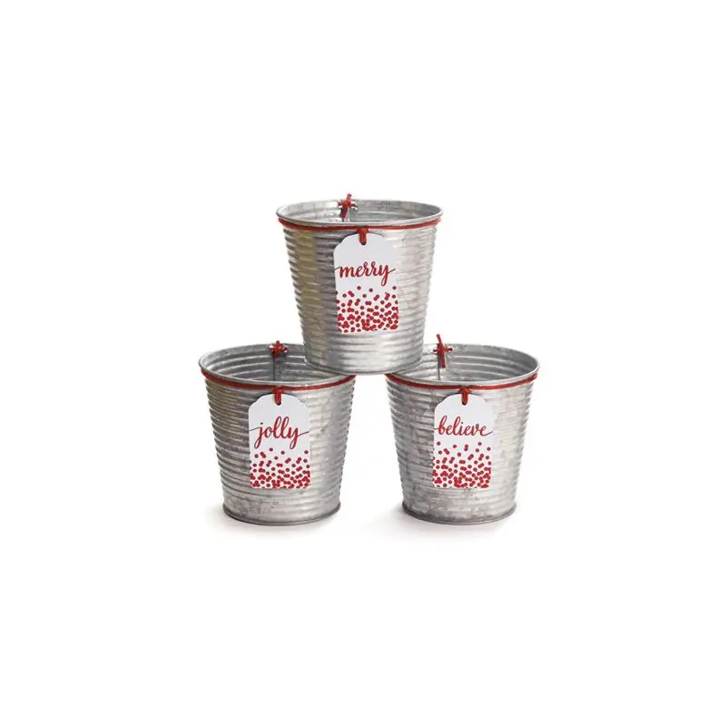 Tin Pot Cover With Christmas Message Tag