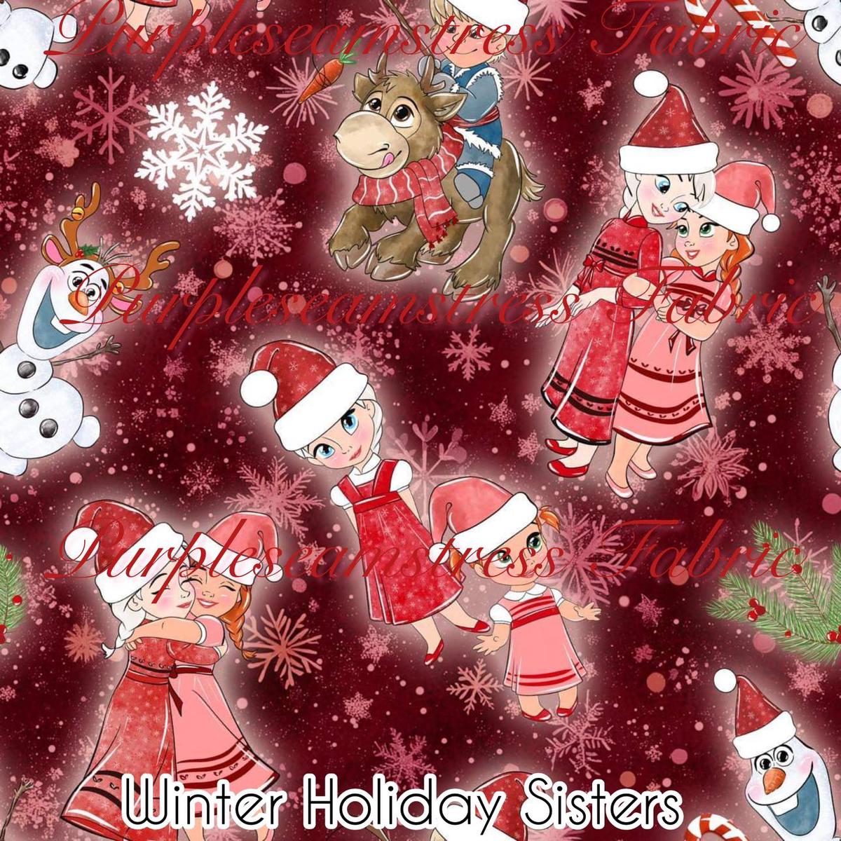 Winter Holiday Sisters  Fabric