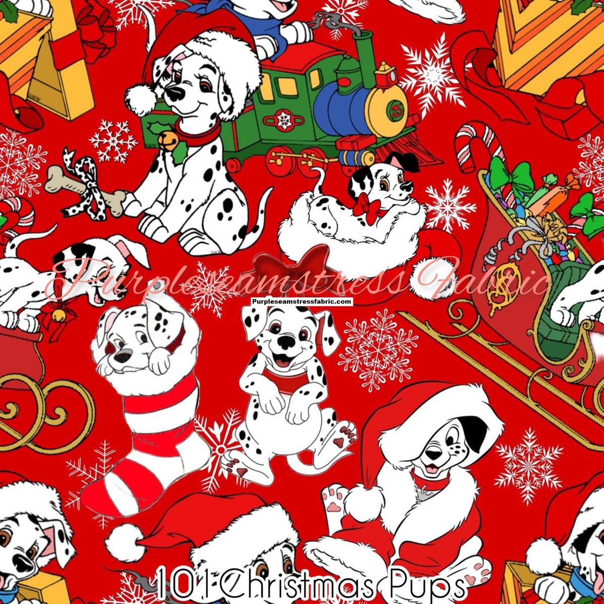 101 Christmas Pups  Fabric