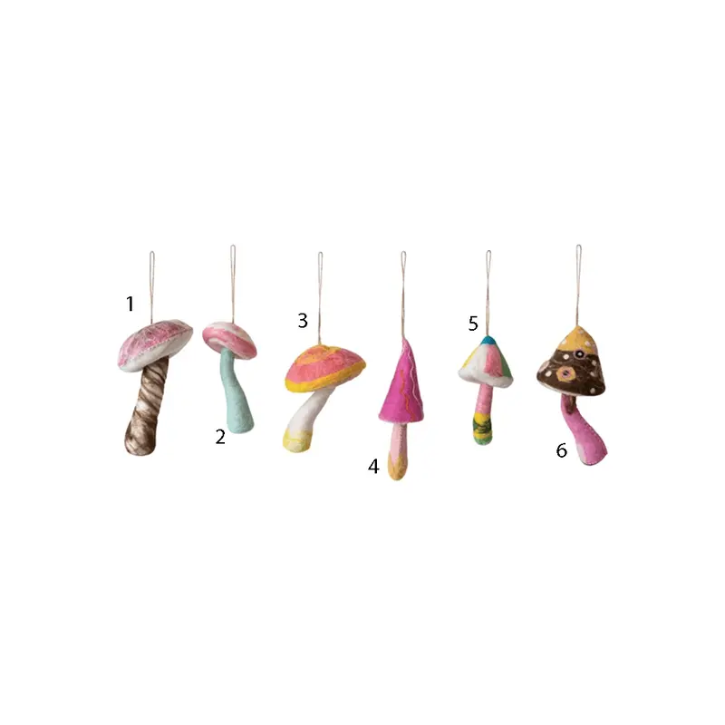 Wool Felt Mushroom Ornament - 6 Style Options