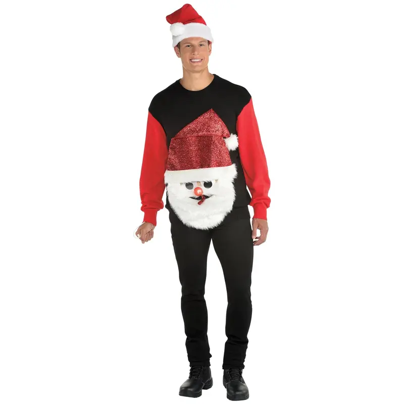 Light-Up Santa Blowout Ugly Sweater - Adult