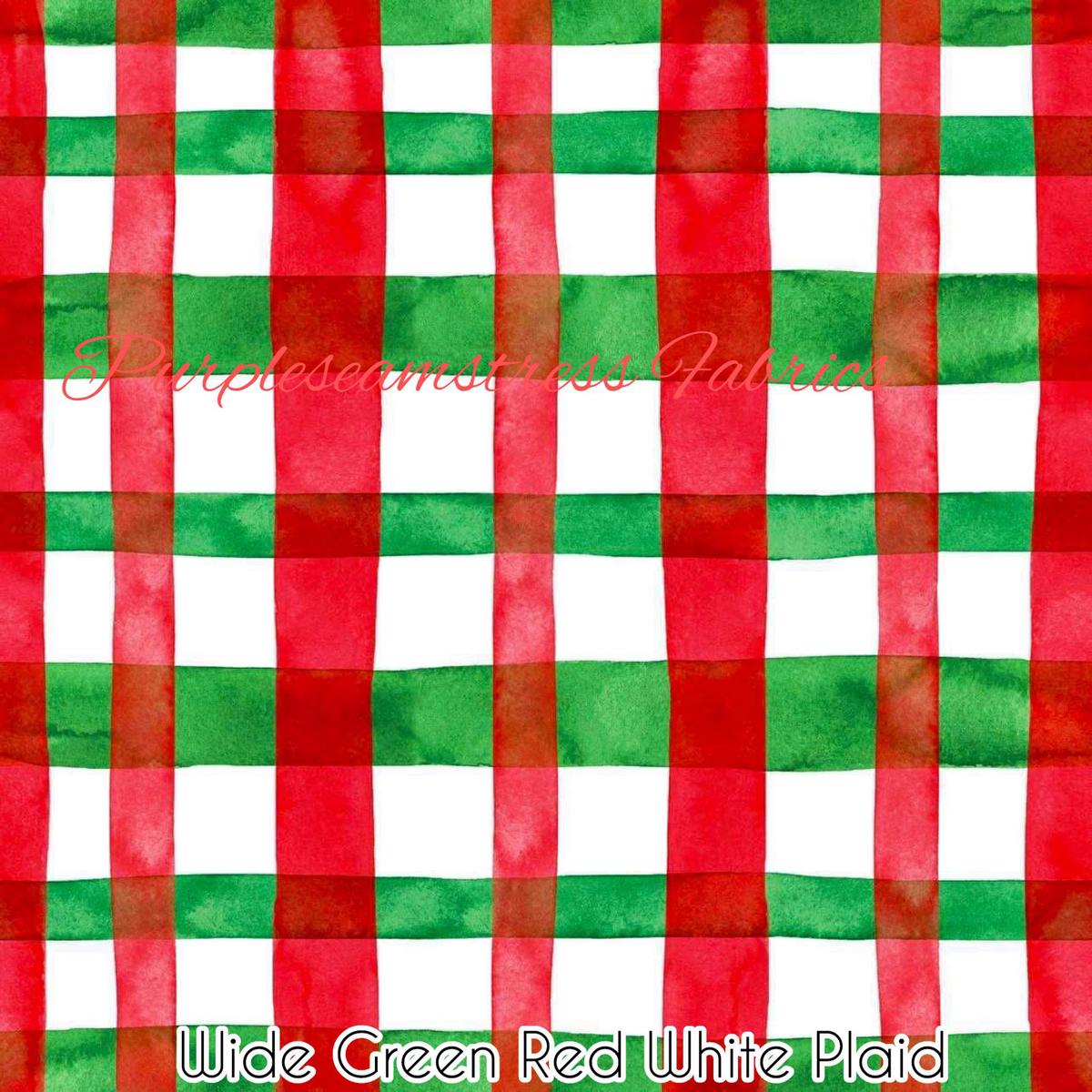 Wide Green Red White Plaid  Fabri...