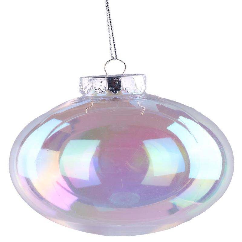 100MM Iridescent Clear Plastic Ball Ornament