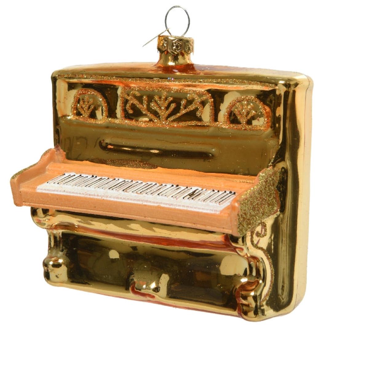 10cm Gold Piano Glass Christmas Tree Decoration