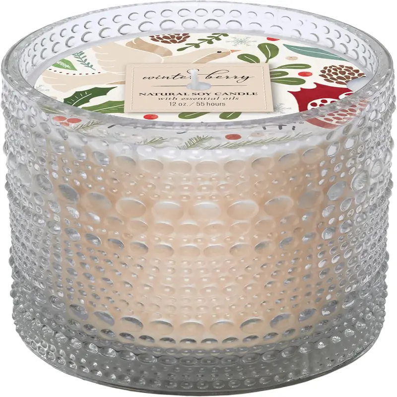 Candle Made in The USA Hand-Poured Fragrant Candles in Glass Holder 55 Hour Burn Time, 12-Ounce, Winter Berry
