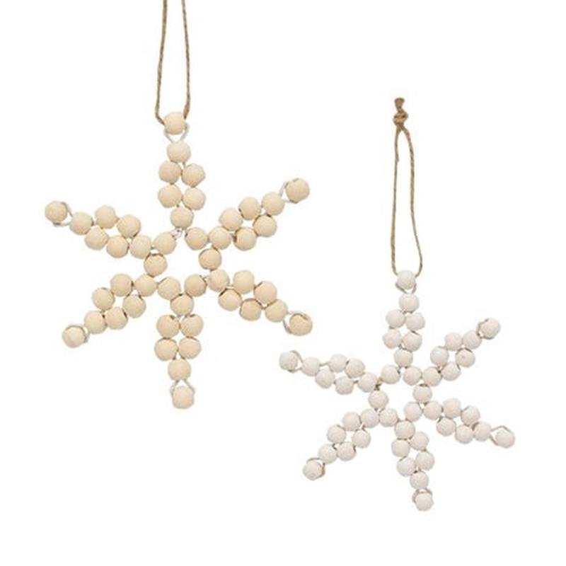 Wood Bead Snowflake Ornament 2 Asstd.