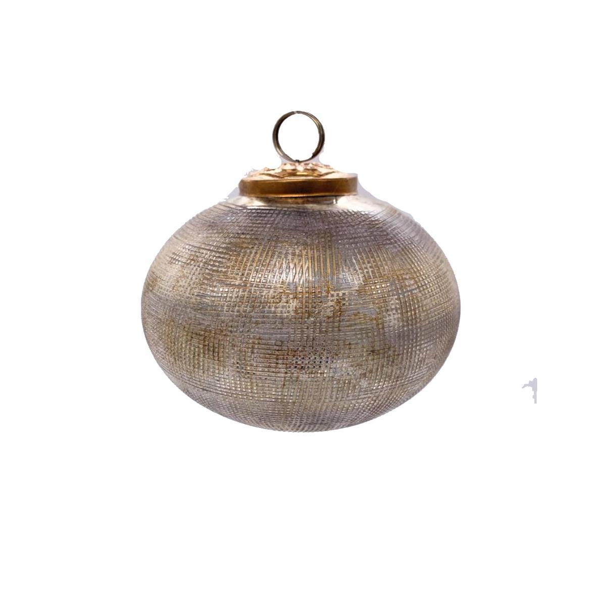 10cm Faceted Glass Christmas Tree Ball with Antique Effect