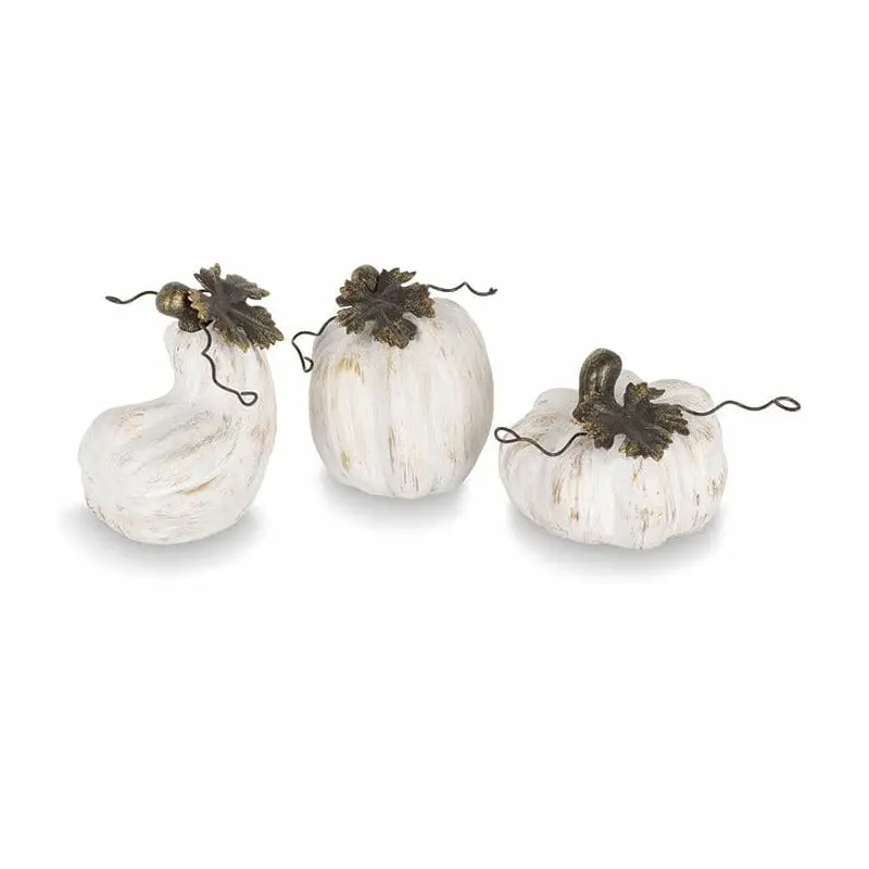 WHITE WITH GOLD BRUSHING PUMPKIN DECOR