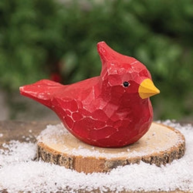 Wood Carved Cardinal Sitter 2.5