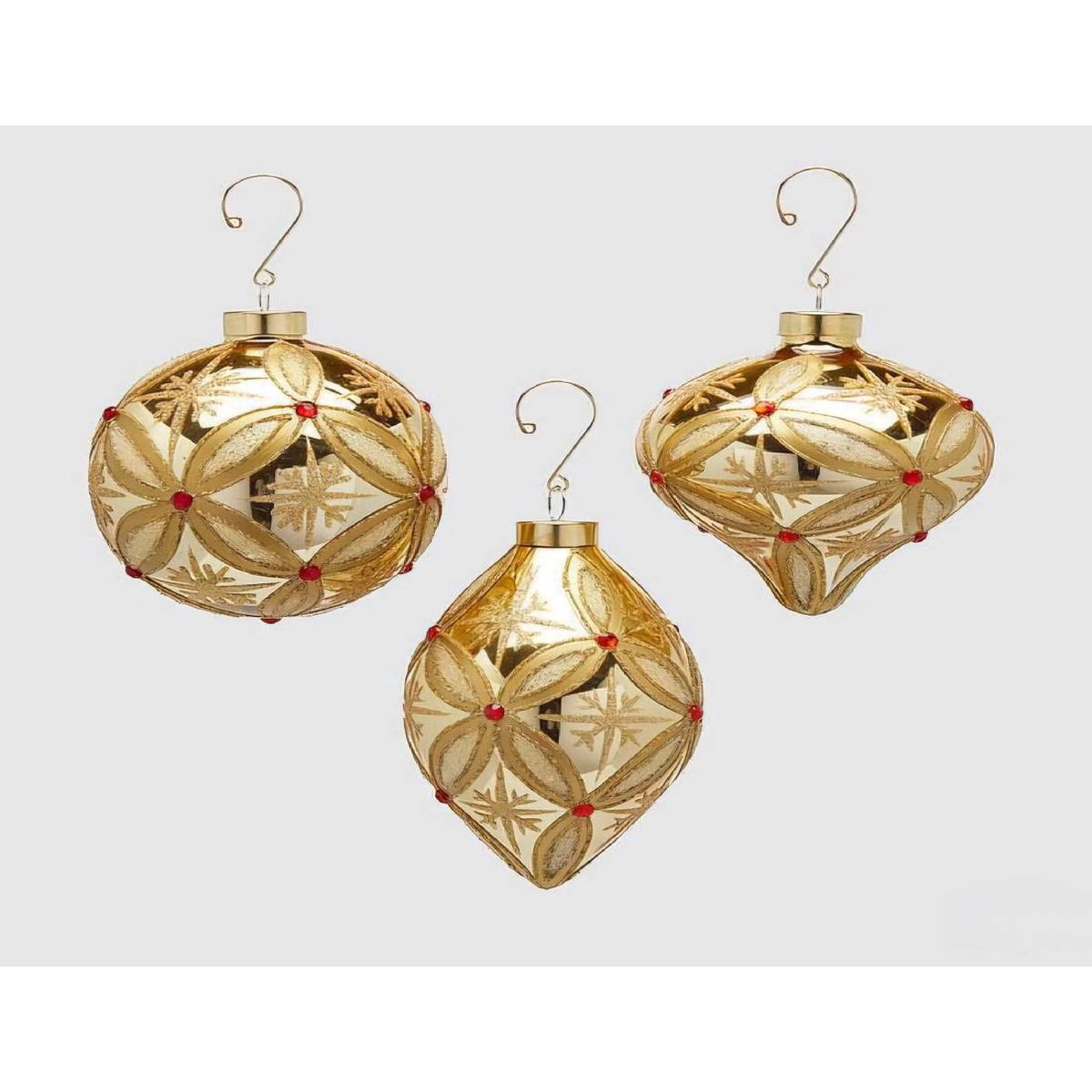 10cm Gold Rubies Glass Christmas Tree Ball, Assorted Product