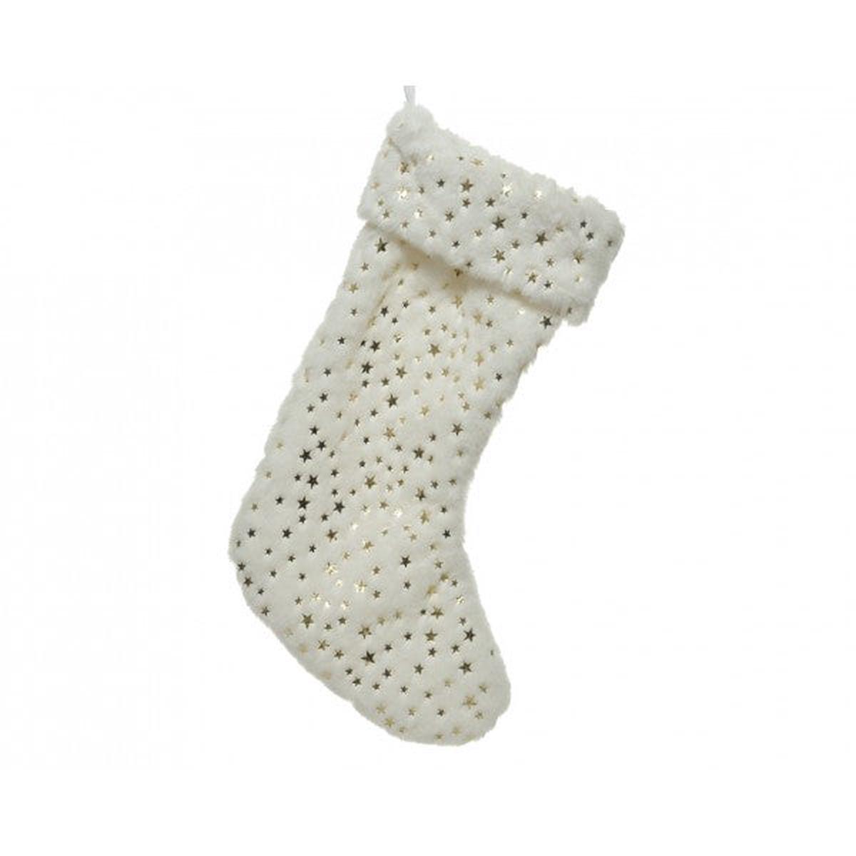 White Epiphany Stocking with Gold Stars, 45cm