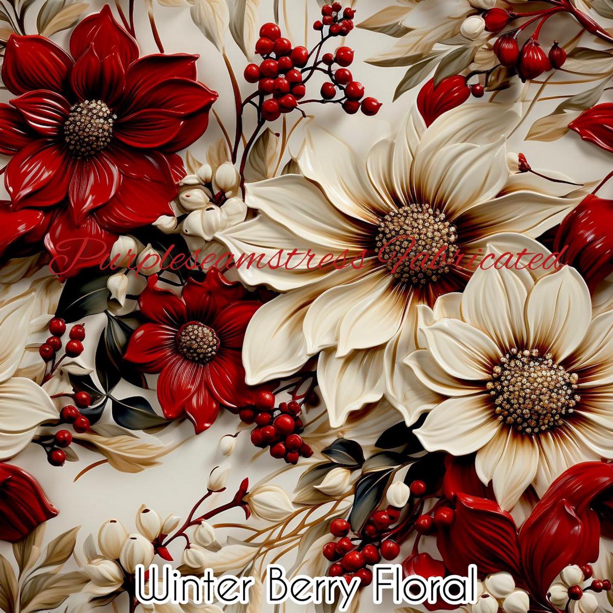 Winter Berry Floral  Fabric