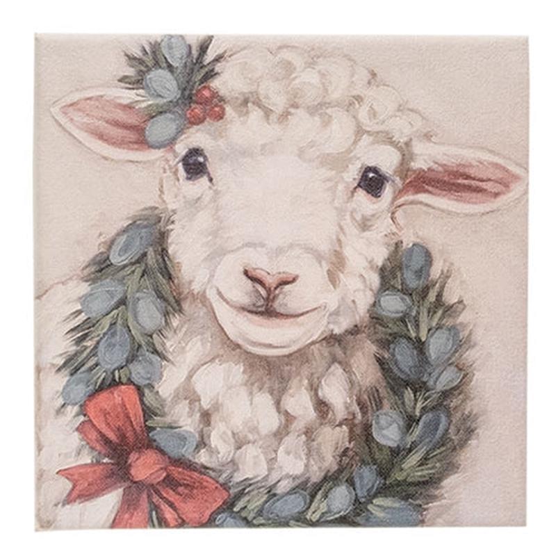 Winter Wreath Sheep Canvas - 8