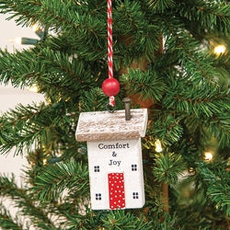 Wooden Comfort & Joy House Ornament
