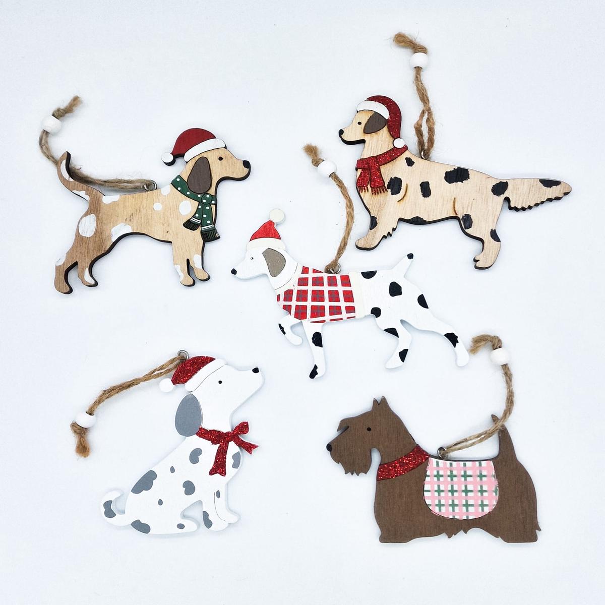 Wooden Dog Christmas Tree Decoration
