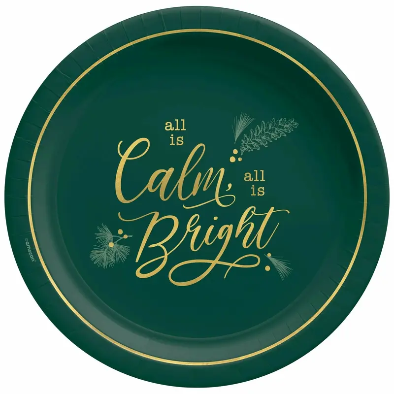 Calm & Bright Round Metallic Plates, 10 1/2
