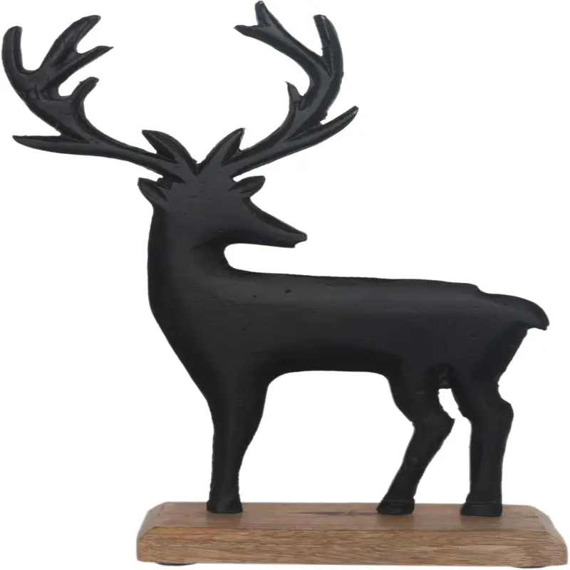 Christmas Statue Tabletop Figurine Winter Holiday Decorations, Small, Black Metal Reindeer