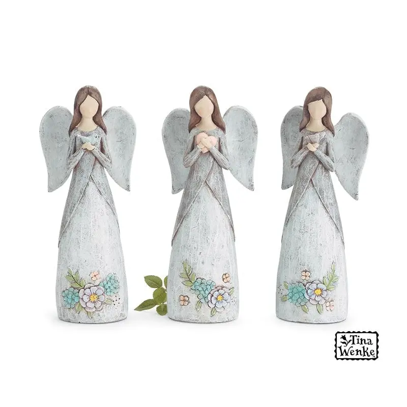 WATERCOLOR MEADOW FLORAL ANGEL FIGURINE