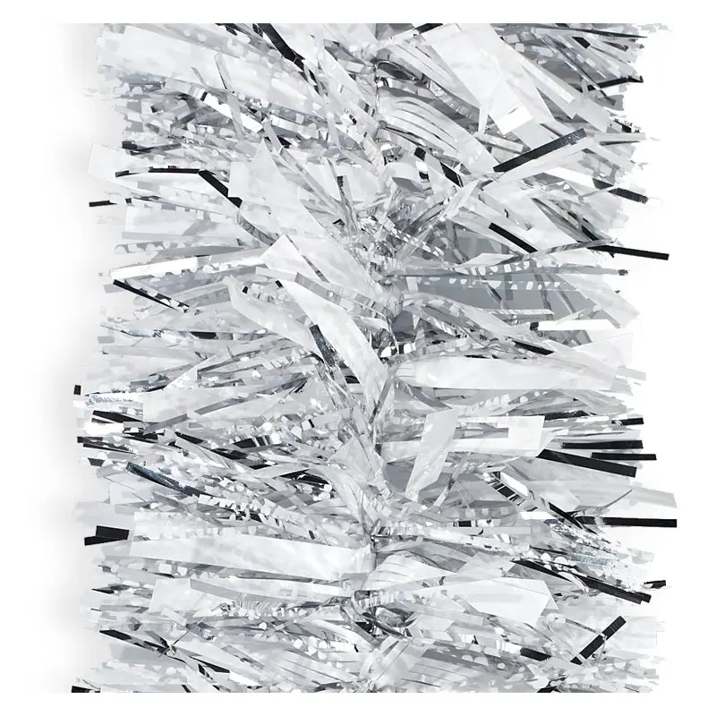 10' Decorator Silver Snowy White Tinsel Christmas Garland