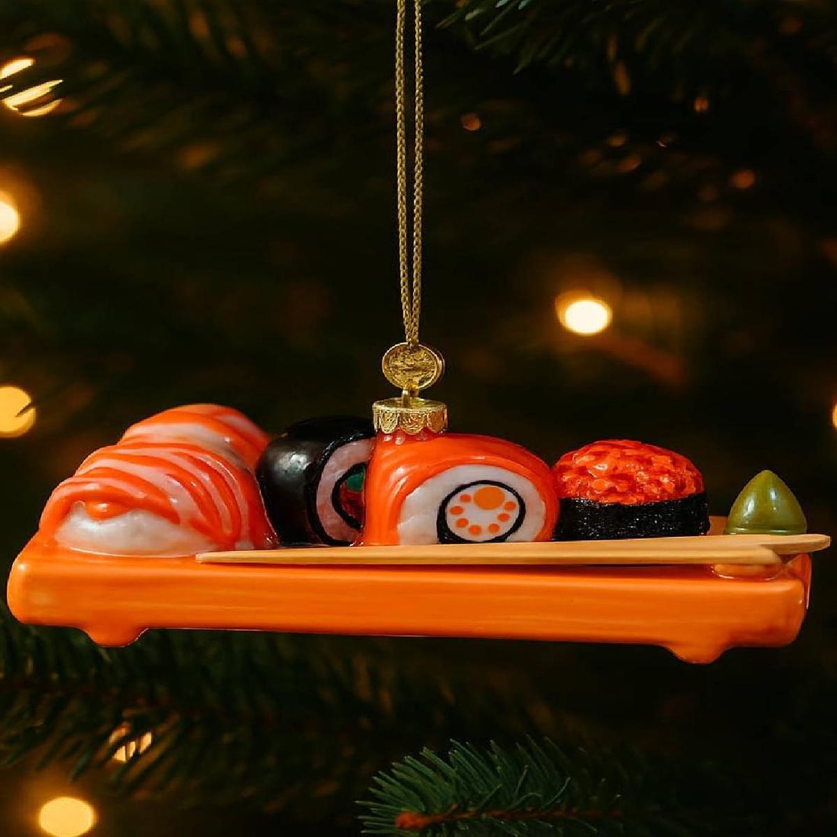12cm Sushi Glass Christmas Tree Decoration