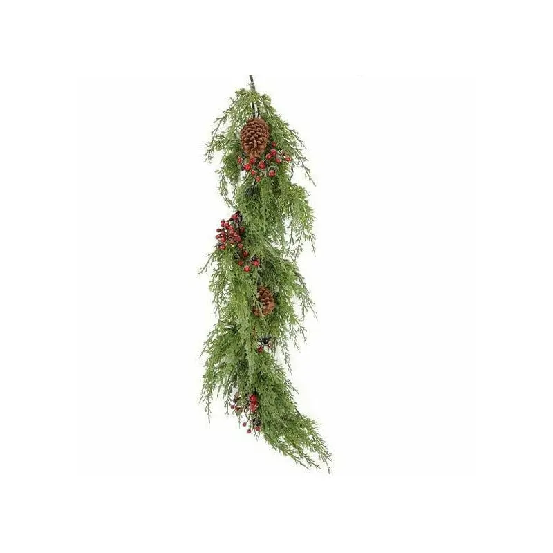 GARLAND FROSTED RED BERRIES / PINECONES
