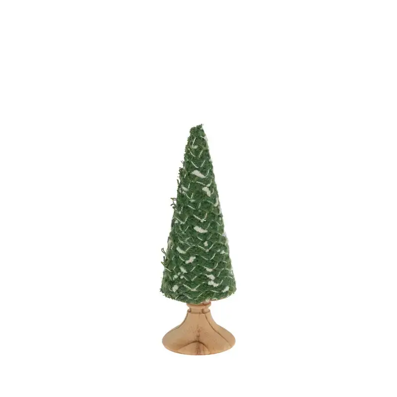 Tall Wool Green & White Cone Tree Christmas