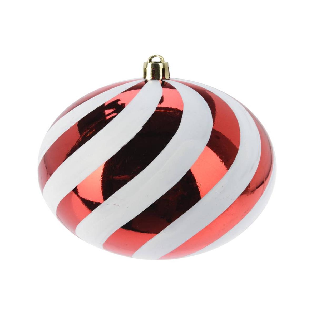 12cm Red and White Striped Christmas Tree Ball