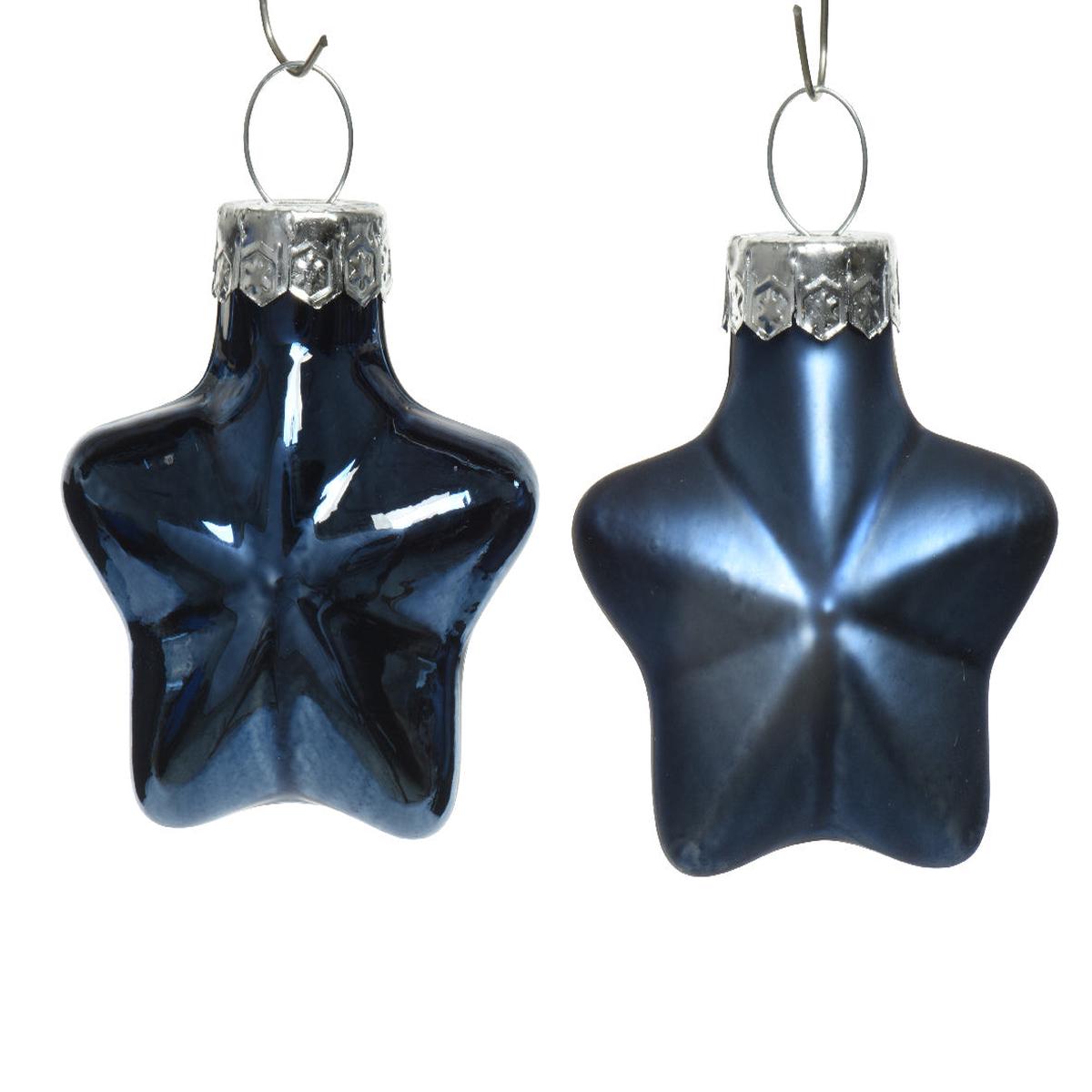 12-Piece Midnight Blue Star Glass Christmas Tree Ornament
