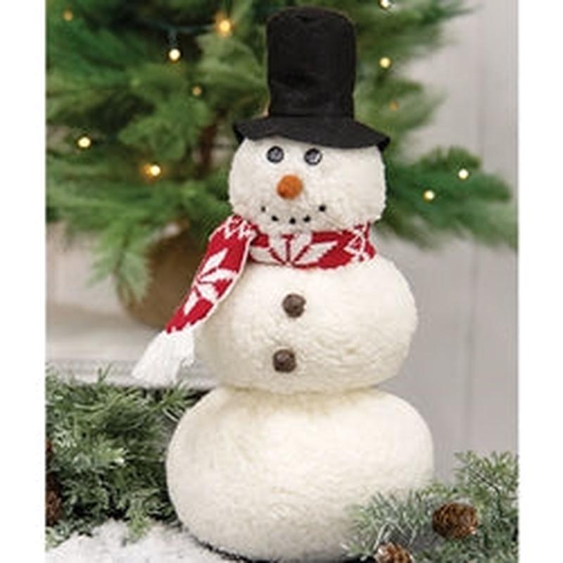 White Sherpa Snowman w/Top Hat & Snowflake Scarf - 14